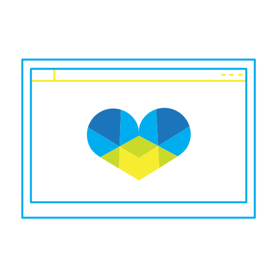 Browser window with heart icon