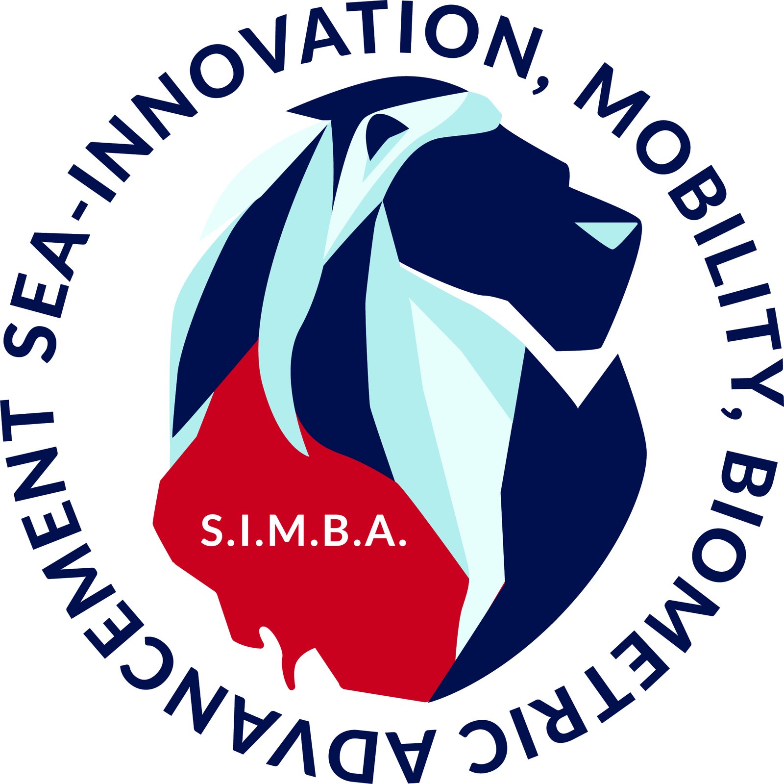 S.I.M.B.A. — Sea-Innovation, Mobility, Biometric Advancement program mark: a lion silhouette over a circular seal