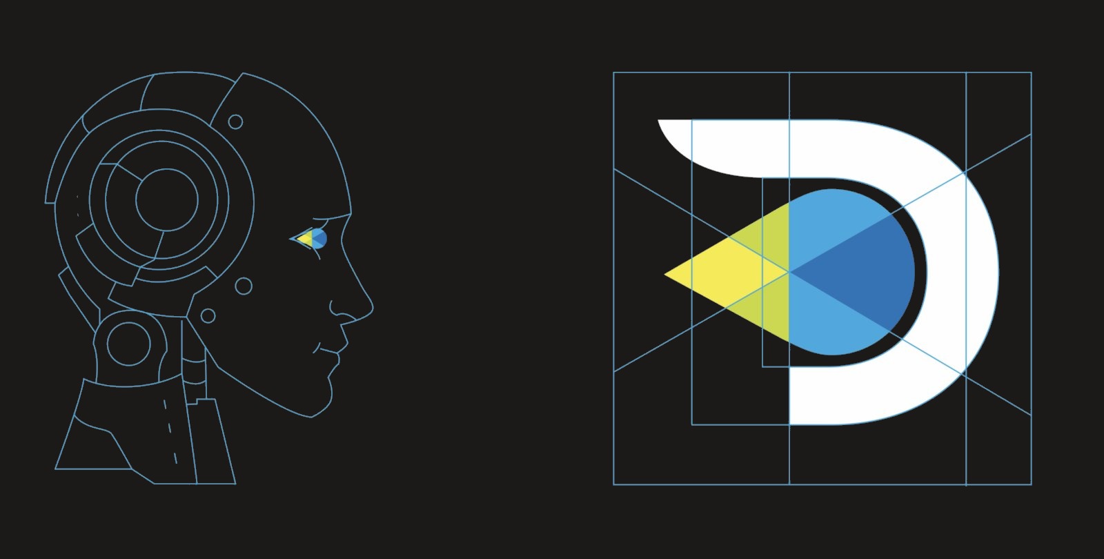 The constructed mark beside a drafted profile: the same geometry, applied