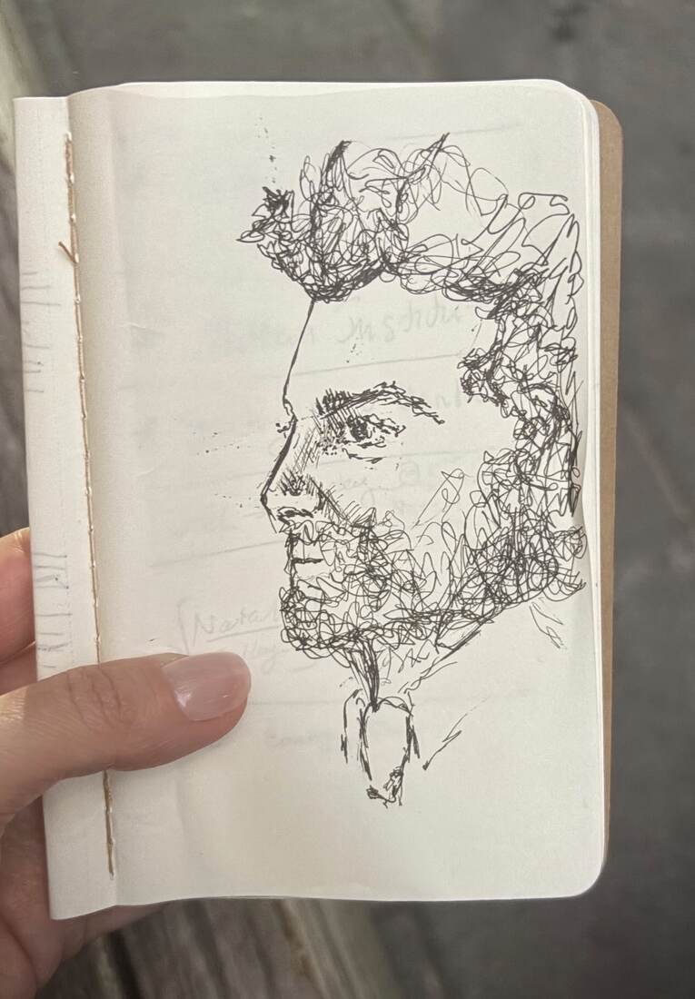 The portrait, in the pocket notebook