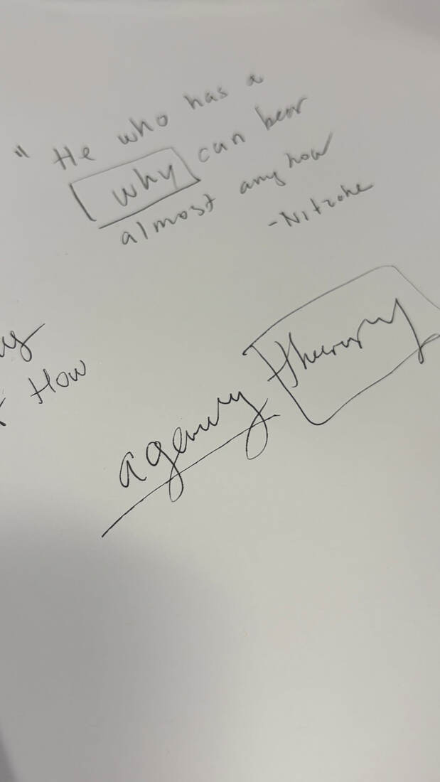 Class notes: the Nietzsche why quote boxed, agency theory underlined